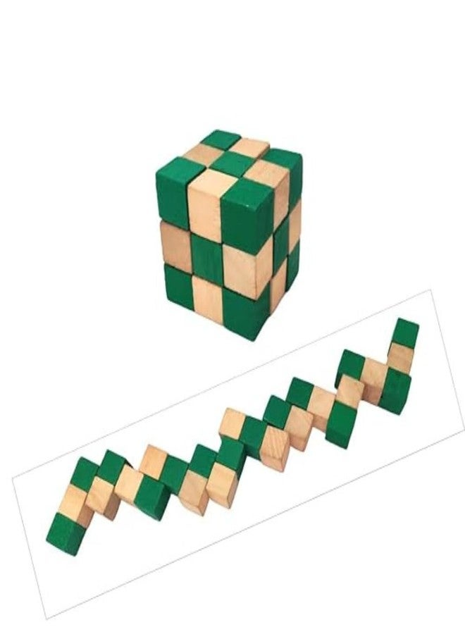 SubiMouIQ Wooden Snake Cube Puzzle 5.5 x 5.5 cms, Kids 4 Years+, Fun Brain Teaser Game, Anxiety & Stress Relief, Compact Size, Unique Gift for Children (Snake Cube) - Image 1